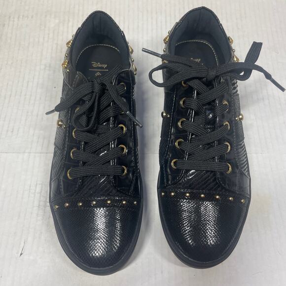 Call it Spring Disney Sneaker Shoes Black Golden Metallic Studded Womens Sz 7.5 - Picture 1 of 6
